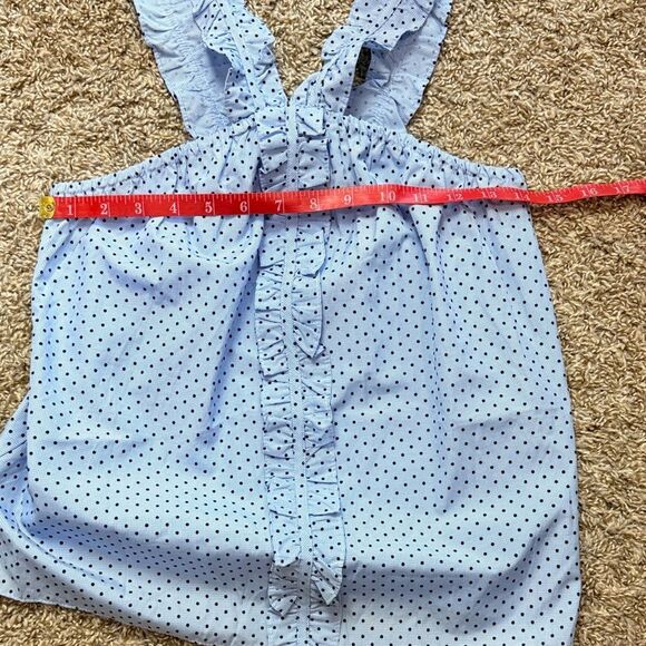 Waverly Grey Blue Polka Dotted Ruffle Tank Top - Picture 4 of 5